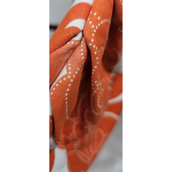 Saks Fifth Avenue Orange White Floral Fabric Shoulder Bag Slouch Hobo Lined - Picture 3 of 12